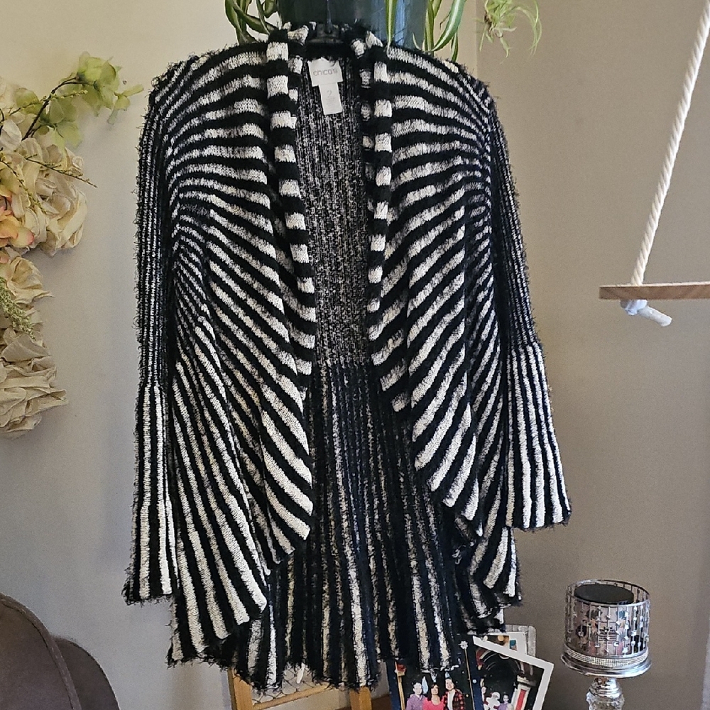Chico's Sweater Shrug Cardigan Tan And Black